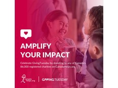 MEDIA ADVISORY: CanadaHelps Looking to Exceed $11.4 Million Raised Last Year on GivingTuesday as it Celebrates the Movement's 10th Anniversary in Canada