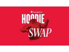 On November 19, Champion will reward fans with a National Hoodie Swap that lets them "swap" any pre-owned pretender hoodie for a NEW Champion hoodie for FREE at participating Champion stores and outlet locations.