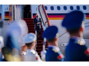 Olaf Scholz arrives in Beijing on Nov. 4. Photographer: Kay Nietfeld/picture alliance/Getty Images