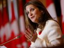 Canada's Deputy Prime Minister and Minister of Finance Chrystia Freeland released the fall economic statement in Ottawa Thursday.