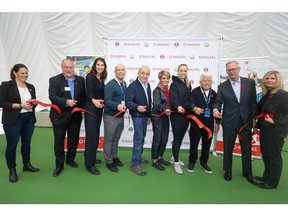 Various dignitaries, including Ron Ghitter, Chair of the Board, OSTEN & VICTOR Alberta Tennis Centre, Danny Da Costa, CEO, OSTEN & VICTOR Alberta Tennis Centre, Larry Goerzen, SVP Sales, Rogers Communications, Anita Comella, Senior Director of Facilities Development, Tennis Canada, Richard Gotfried, MLA Calgary Fish Creek, Jyoti Gondek, Mayor of Calgary, Kourtney Penner, Councillor City of Calgary, and Sheila Taylor, CEO, Parks Foundation of Calgary. Calgary National Bank Challenger player also Sabine Lisicki, attended the opening ceremony held at OSTEN & VICTOR Alberta Tennis Centre in Calgary, Alberta on Saturday.