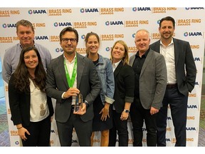 The Vortex International team celebrated winning a 2022 IAAPA Brass Ring Best New Product Exhibitor Award for its Dream Tunnel™, the world's first fully immersive aquatic attraction.