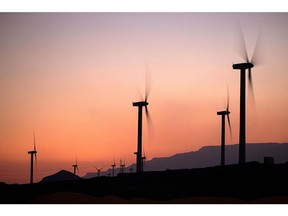 Windmills at the onshore Zaafarana windfarm (producing a total capacity of 544.82 megawatts) along the gulf of Suez on Egypt's Red Sea coast, about 110 kilometres south of Suez, on Sept. 17, 2022.  Photographer: Khaled Desouki/AFP/Getty Images