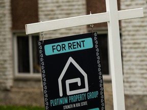 A for rent sign in Edmonton.