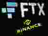 The FTX and Binance logos.