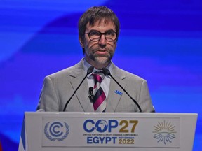 Steven Guilbeault, Canada's Minister of the Environment and Climate Change, speaks at the COP27 climate conference in Egypt's Red Sea resort city of Sharm el-Sheikh on Nov. 15, 2022.