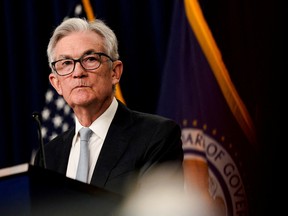 U.S. Federal Reserve chair Jerome Powell at a press conference Wednesday.