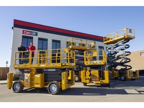 Marko and Johnny Dragicevic, Managing Partners at CanLift, show off the new XCMG rough terrain scissor lifts available at their locations.