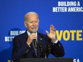 President Joe Biden speaks at a campaign rally in Albuquerque, N.M., Thursday, Nov. 3, 2022