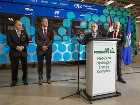 speaks as the federal government announces new funding to help grow Alberta's clean hydrogen sector in Edmonton.