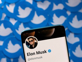 Elon Musk's Twitter Inc. profile on a smartphone.