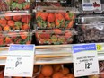 Strawberries, grapes and other produce items at the Northern in Fort Chipewyan, Alta.