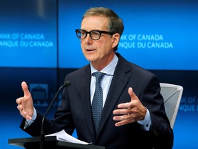 Bank of Canada Governor Tiff Macklem taking part in a news conference in Ottawa.