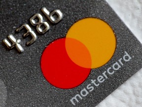 The Mastercard Inc. logo on a credit card.