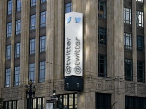 FILE - Twitter headquarters is shown in San Francisco on Nov. 4, 2022. Twitter said Tuesday, Nov. 8, that it will add a gray "official" label to some high-profile accounts to indicate that they are authentic, the latest twist in new owner Elon Musk's chaotic overhaul of the platform's verification system.