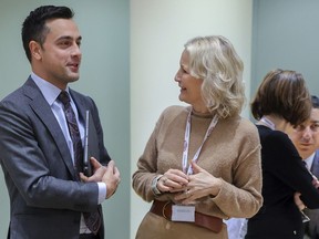 Dutch Energy Minister Rob jetted talks with European Commission Director General Energy Ditte Juul Jorgensen, right, prior to a meeting of EU energy ministers at an extraordinary energy council in Brussels, Thursday, Nov. 24, 2022.