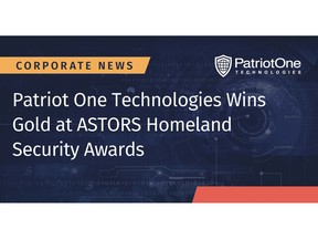 Patriot One Technologies Wins Gold at ASTORS Homeland Security Awards