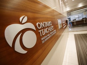 The Ontario Teachers' Pension Plan Board office is shown in Toronto, Tuesday, Sept. 28, 2021. The Ontario Teachers' Pension Plan says it is writing down its US$95-million investment in FTX, the cryptocurrency firm that collapsed last week and declared bankruptcy, to zero.THE CANADIAN PRESS/Cole Burston