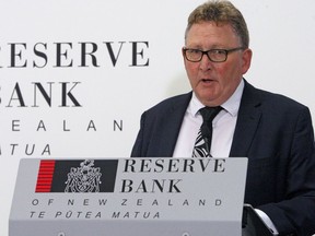 FILE - New Zealand's Reserve Bank Governor Adrian Orr speaks to the media in Wellington, New Zealand on May 8, 2019. New Zealand's central bank hiked interest rates Wednesday, Nov. 23, 2022 by a record amount as it tries to get inflation under control.