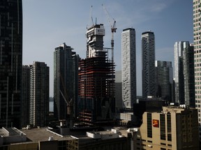 An office tower under construction in Toronto.