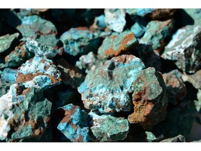 Samples of malachite at the Sandfire Resources NL copper operations at DeGrussa near Perth, Australia. Photographer: Carla Gottgens/Bloomberg