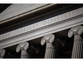 The US Treasury Department in Washington, DC, US, on Wednesday, Nov. 9, 2022. The Republican wave that was supposed to undo Joe Biden's presidency failed to arrive as GOP candidates were projected to dominate Tuesday's midterm elections, with polls showing voters bitter about the state of the economy. Photographer: Graeme Sloan/Bloomberg