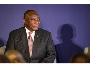 LONDON, ENGLAND - NOVEMBER 23: President Cyril Ramaphosa of South Africa attends the Business Forum at Lancaster House on November 23, 2022 in London, England. This is the first state visit hosted by the UK with King Charles III as monarch, and the first state visit here by a South African leader since 2010.