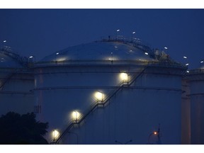 Fuel storage tanks at a PT Pertamina facility at Tanjung Priok Port in Jakarta, Indonesia, on Monday, Dec. 5, 2022. Pertamina is looking to buy crude for the February arrival to its Cilacap refinery, according to a tender document seen by Bloomberg. Photographer: Dimas Ardian/Bloomberg