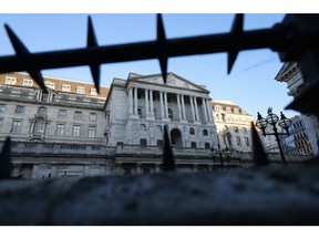 The facade of the Bank of England (BOE) in the City of London, UK, on Thursday, Dec. 8, 2022. The UK government is set to announce a package aimed at boosting growth in financial services and the City of London on Friday, according to people familiar with the plans. Photographer: Hollie Adams/Bloomberg