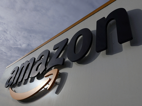 Amazon logo on a distribution center.