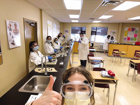Students in a science class.
