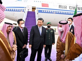 Chinese President Xi Jinping arrives in Riyadh, Saudi Arabia on Wednesday.
