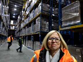 Christine Boutin of the Canadian Dairy Commission inside a warehouse that stockpiles butter in Montreal.