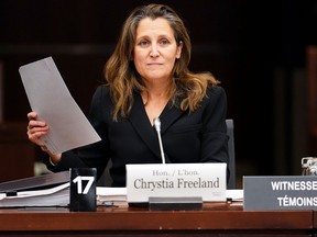 Minister of Finance Chrystia Freeland appears before a House of Commons finance committee in Ottawa in November. Her decision to cancel a series of inflation-protected bonds has not been popular on Bay Street.