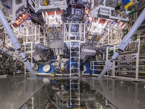 FILE - This undated image provided by the National Ignition Facility at the Lawrence Livermore National Laboratory shows the NIF Target Bay in Livermore, Calif. The system uses 192 laser beams converging at the center of this giant sphere to make a tiny hydrogen fuel pellet implode. Officials at the Department of Energy say on Tuesday, Dec. 13, 2022, there will be an announcement of a "major scientific breakthrough" on nuclear fusion.