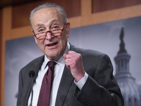 Senate Majority Leader Chuck Schumer of N.Y., speaks during a news conference, Thursday, Dec. 22, 2022, after the passing of the omnibus on Capitol Hill in Washington.