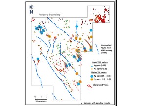 Rock sampling results highlighting top 5% results.