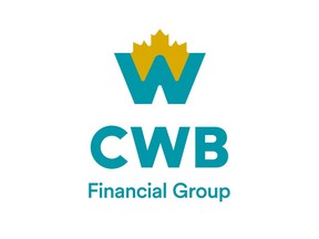 The Canadian Western Bank logo is shown in this undated handout photo. CWB Financial Group raised its dividend and reported its fourth-quarter profit fell compared with year ago as its provision for credit losses rose.