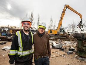 Josh Kaminsky, left, and his father Arthur Kaminsky, right, at Canada Iron & Metal.