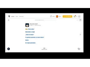 The LingQ reader highlights LingQ words and uses a scrolling highlighted text background which follows the audio as it plays
