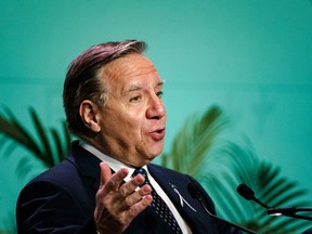 Quebec Prime Minister Francois Legault speaks during the opening ceremony of the United Nations Biodiversity Conference (COP15) at Plenary Hall of the Palais des congrès de Montréal in Montreal, Que.