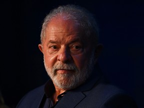 Brazil's President-elect Luiz Inacio Lula da Silva attends the closing session of the thematic group of the transition government in Brasilia.