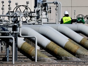 Pipes at the landfall facilities of the 'Nord Stream 1' gas pipeline in Lubmin, Germany.