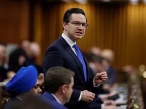 Conservative Party of Canada leader Pierre Poilievre during Question Period in the House of Commons on Parliament Hill in Ottawa.