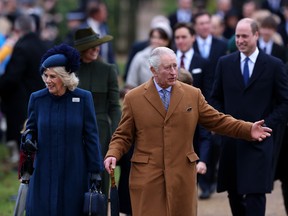 Camilla, Queen Consort and King Charles III attend the Christmas Day service at St. Mary Magdalene Church in Sandringham, Norfolk.