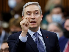 Canada’s Minister of Innovation, Science and Industry Francois-Philippe Champagne speaks during Question Period in the House of Commons on Parliament Hill in Ottawa.