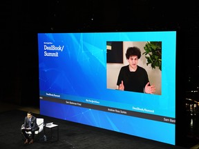 Andrew Ross Sorkin speaks with FTX founder Sam Bankman-Fried during the New York Times DealBook Summit.