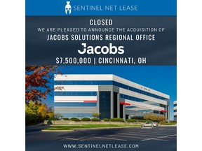 Two Crown Point , a 74,460 square foot office building located in Cincinnati, OH is tenanted by global engineering firm, Jacobs Solutions and HairClub.