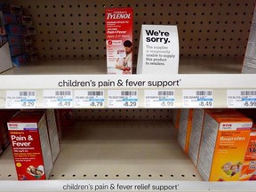 A children's pain and fever section of a CVS pharmacy in Burbank, California, on Dec. 6.