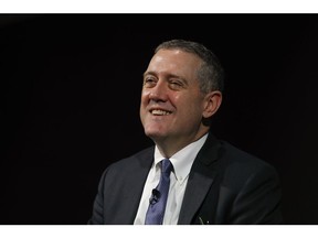 James Bullard, president and chief executive officer of the Federal Reserve Bank of St. Louis, reacts at the 2019 Monetary and Financial Policy Conference at Bloomberg's European headquarters in London, U.K., on Tuesday, Oct. 15, 2019. Bullard said U.S. policy makers are facing too-low rates of inflation and the risk of a greater-than-expected slowdown, suggesting he'd favor an additional interest rate cut as insurance.